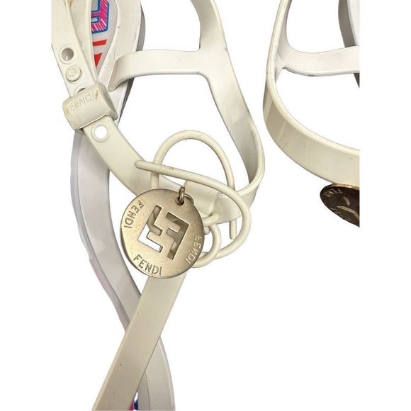 Fendi White Jelly Logo Charm Sunny Flat Sandals  Made in Italy Size 41 - Picture 5 of 6